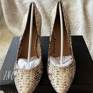 INC International Concepts Women's Snakeskin Heels - Tan